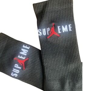 Supreme Jordan Crew Socks Black Dri-Fit 1 Single Pair Men's Large HypeBeast NEW